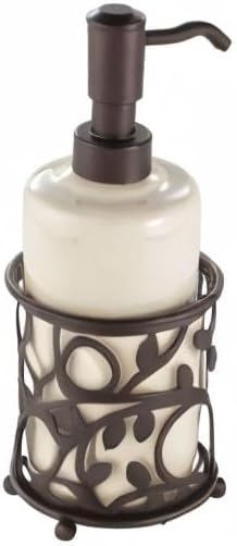 iDesign Ceramic Soap Dispenser Pump, The Vine Collection - 13oz, 3.5" x 3.5" x 8.75", Vanilla and Bronze - Image 4