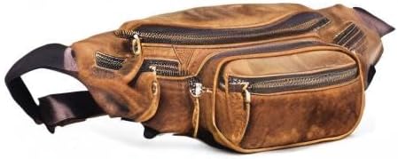 Water Resistant Canvas + Leather Hiking Riding Travel Fanny Waist Pack Small Phone Pouch For Men Women FB811-29 (Dark Brown-346) - Image 8