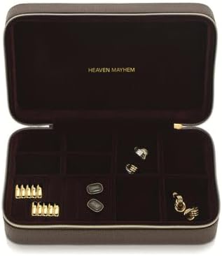 Heaven Mayhem Jewelry Travel Case – Structured Travel Organizer for Necklaces, Earrings & Rings – 8 Compartments with Soft Velvet Interior - Image 4