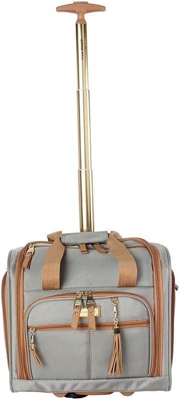 Steve Madden Designer 15 Inch Carry on Suitcase- Small Weekender Overnight Business Travel Luggage- Lightweight 2- Rolling Spinner Wheels Under Seat Bag for Women (Harlo Gray) - Image 7