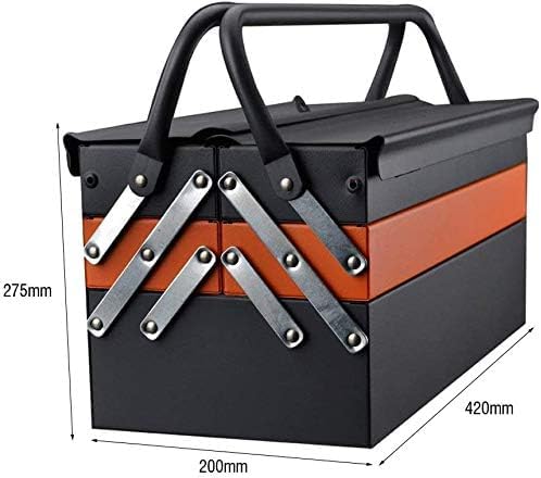 Edward Tools Portable Metal Tool Box with 3 Level Fold Out Organizer Storage - Heavy duty metal frame with smooth metal cantilever latchets - Rust/Scratch Resistant Finish - Hand Carry - Image 8