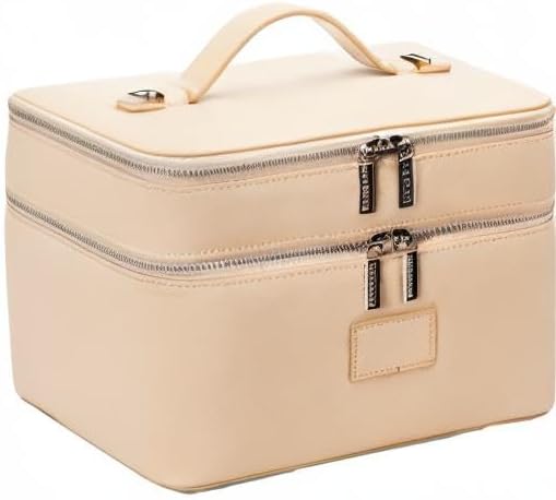 ETOILE - Duo Vanity Case Beige - Large Functional Travel Makeup Bag Organizer with Removable Divider & Mirror - Image 9
