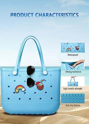 Baonat Beach Bag Rubber Tote Bag - Waterproof Travel Bag for Women Washable Tote Bag Handbag for Sports Beach Market Pool - Image 6