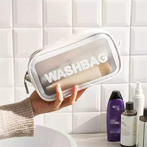 Washbag Makeup Pouch Travel Cosmetic Organize Clear Toiletry Storage Organizer Bag for Women Girls Men, White, Makeup Bag - Image 3