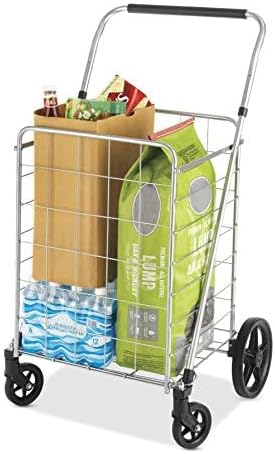 Whitmor Utility Cart with Adjustable Height Handle-Silver/Black - Image 7