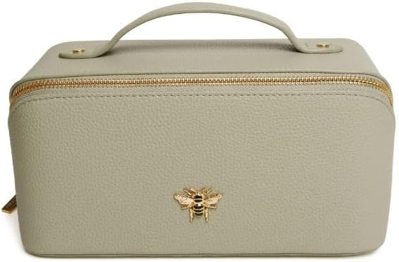 Luxury Beauty Case by Alice Wheeler London Train Case Vanity Toiletry Bag Make-Up Case for Ladies 3 Different Sizes !, Pistachio, M, Cosmetic Bag by Alice+Wheeler