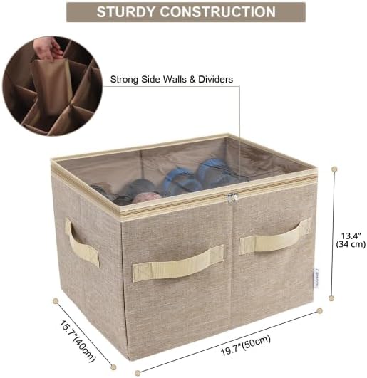 Moteph Shoe Organizer for Closet - Shoe Storage Organizer for Closet Organization with Clear Cover & Adjustable Dividers, Shoe Rack & Basket - (Light Brown, Medium - 16 Pairs) - Image 5