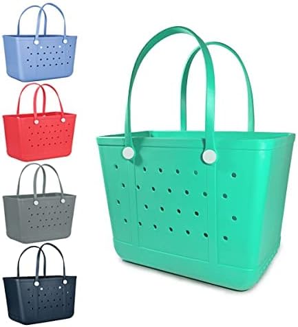 Extra Large Rubber Beach Bag Tote Bag for Women Waterproof Bag | Waterproof EVA Beach Tote with Zipper Pocket & Non-Slip Bottom | Sturdy Tote for Beach Pool Boat Groceries & Travel - Image 7