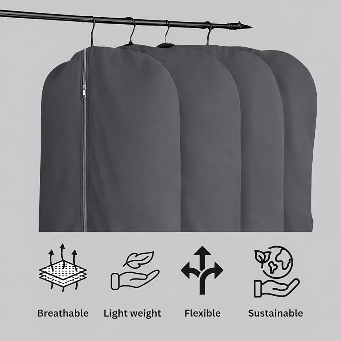 Premium 100% Cotton Garment Bags – 40" Gray Canvas Suit Cover with YKK Zipper – Breathable, Dust-Proof Storage for Suits, Coats, Dresses, Jackets & Travel/Closet Use - Image 10