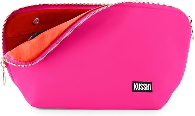 KUSSHI Washable Travel Makeup & Cosmetic Bag - Brush Organizer Sold Separately (Signature, Bubble Gum Pink/Orange) by Unknown