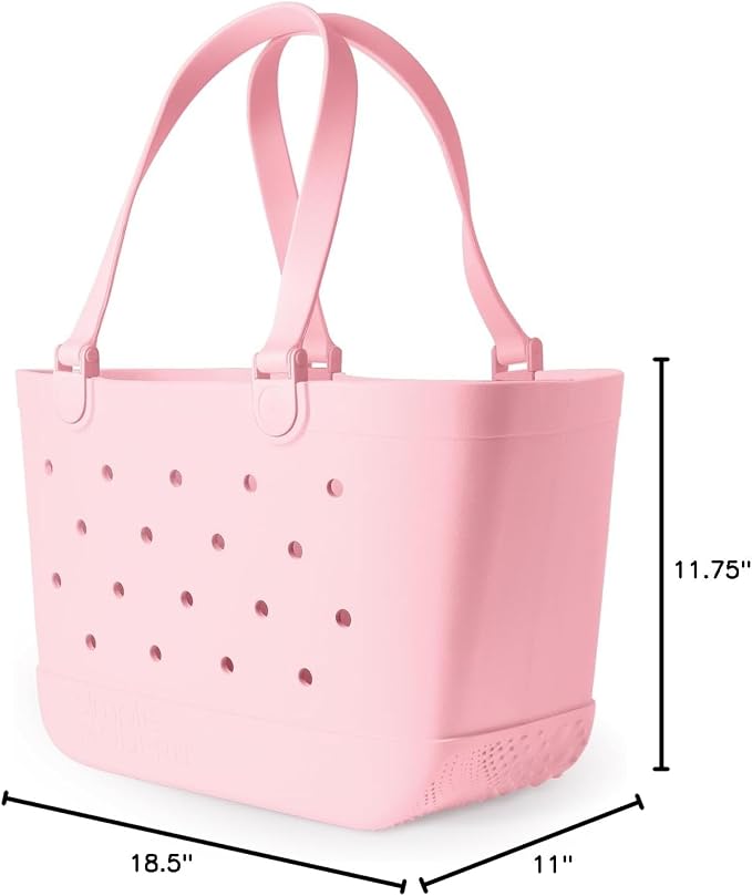 Simple Modern Large Beach Bag | Waterproof Getaway Rubber Tote with Zipper Pocket for Travel, Pool, Boat, Groceries, Sports | Blush - Image 9