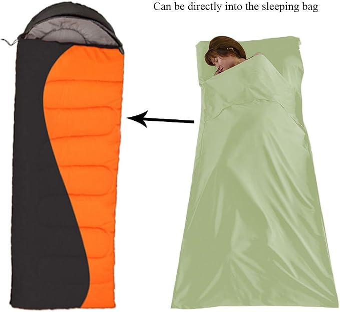 Lightweight Sleep Sack, Compact Sleeping Bag Liner Travel Sheets for Hotel | Soft Breathable Adult Sleep Sack, 4 Season Travel Sheet for Hostel Camping Backpacking Hiking, Machine Washable, 3 Sizes - Image 9