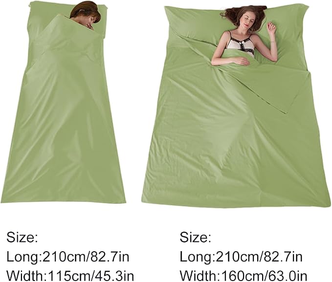 Lightweight Sleep Sack, Compact Sleeping Bag Liner Travel Sheets for Hotel | Soft Breathable Adult Sleep Sack, 4 Season Travel Sheet for Hostel Camping Backpacking Hiking, Machine Washable, 3 Sizes - Image 6