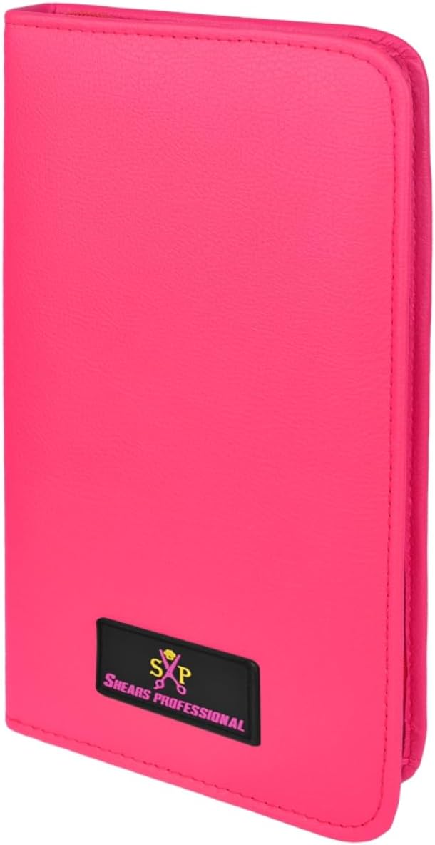 Leather 5 Scissor & Shear Storage Case for Hairstylist - Hairdresser -Scissor Holder Perfect for home-saloon use (Pink) - Image 6