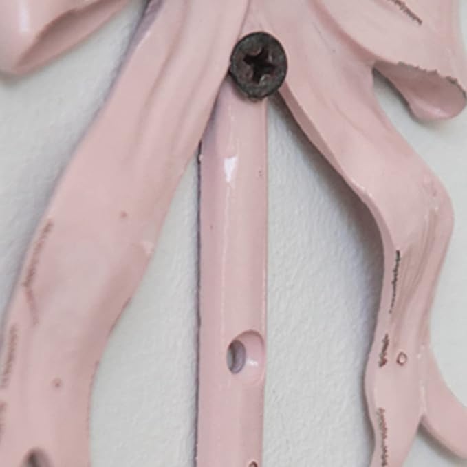 Shabby Chic Large Wall Mounted Bow Coat Hook,Decorative Pink Wall Hook for Scarf, Bag, Towel, Hat etc for Living Room Kitchen Bathroom Office Pack of 3 - Image 8