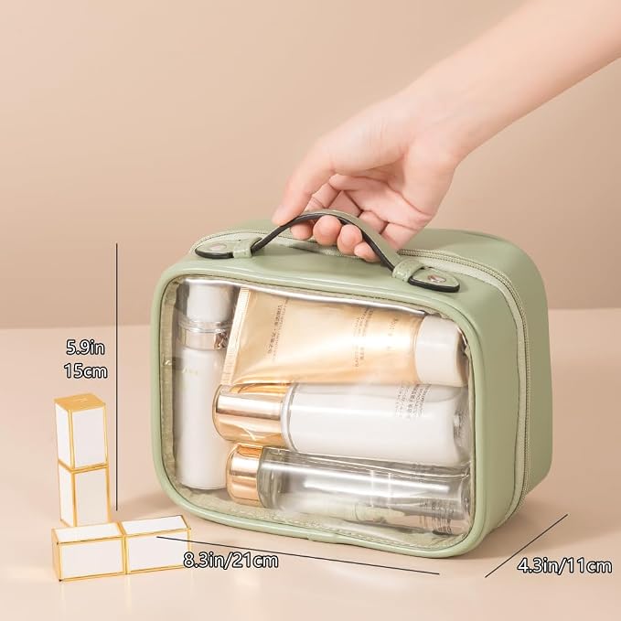 Veki Transparent Makeup Bag Travel Cosmetic Bags Case Waterproof Toiletries Bag Large Capacity Open Storage Bags Organizer With Zipper, Portable Make Up Organizer for Women and Girls - Image 7