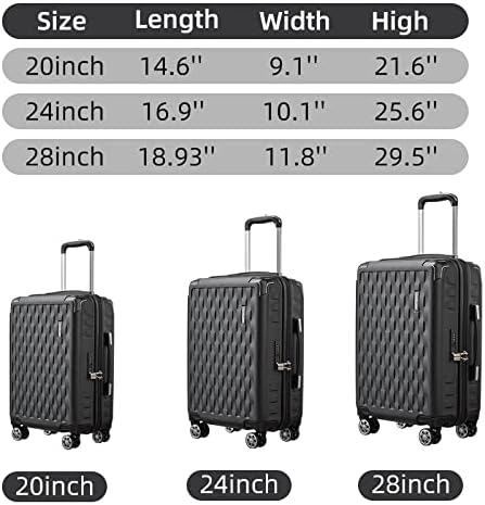 Melalenia Luggage 10 Piece Sets Clearance,Large Suitcase Set Spinner Wheels with TSA Locks,Hard Shell Luggage Sets for Women Travel Suitcase (10Pcs Black) - Image 9