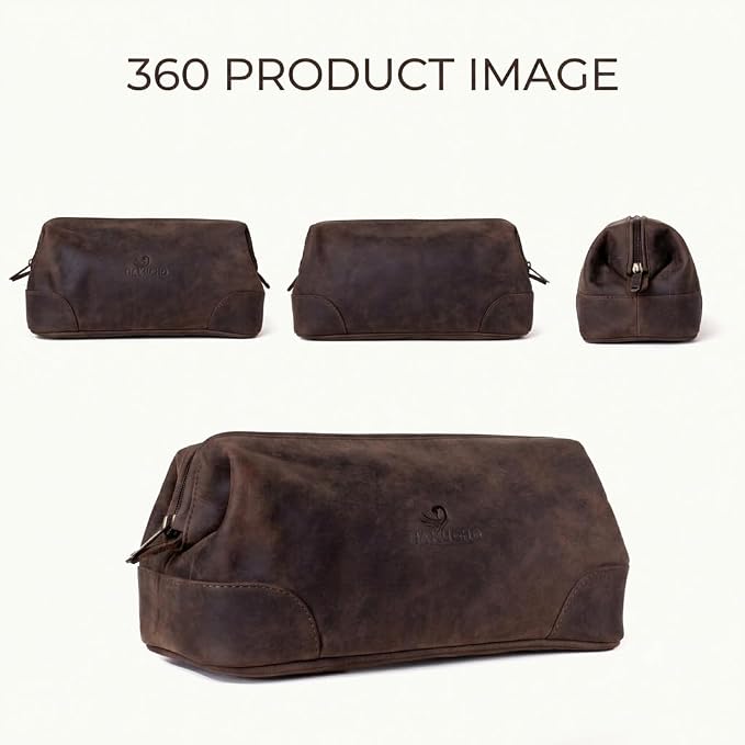 Leather Toiletry Bag, Grooming Travel Pouch, Shaving Kit Toiletries, Makeup Kit Organizer with Waterproof Lining, Handcrafted Vintage leather, best gift for Men & Women (DARK BROWN) - Image 9