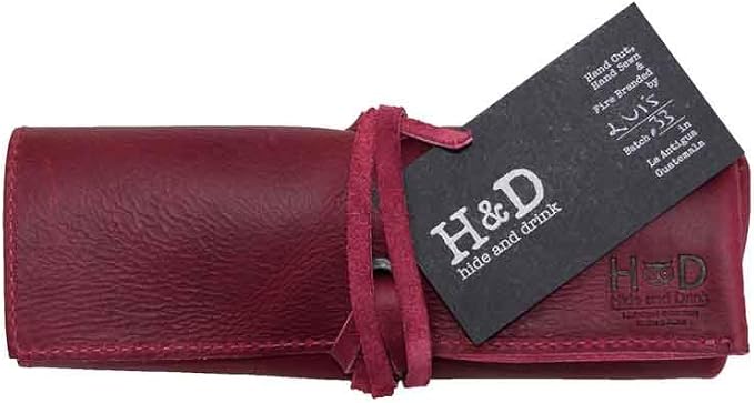 Hide & Drink, Leather Watch Roll Organizer Handmade from Full Grain Leather, Holds Up to 4 Watches, Easy Carry On Watchlover Storage (Sangria) - Image 5