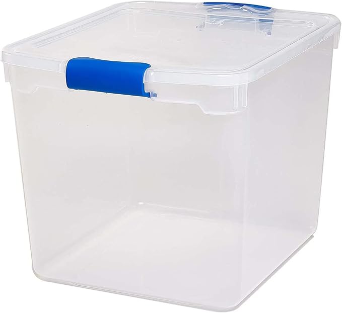 HOMZ 4-Pack 31 Quart Latching Lid, Clear Plastic Storage Organizer Bins, Blue – Stackable Containers for Home & Office Shelves, Kitchen, Garage, and Bathroom Organization - Image 8