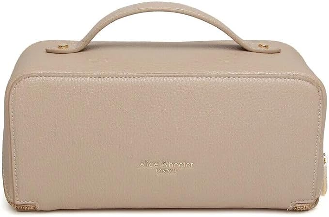 Luxury Beauty Case by Alice Wheeler London Train Case Vanity Toiletry Bag Make-Up Case for Ladies 3 Different Sizes !, Stone, M, Cosmetic Bag - Image 3