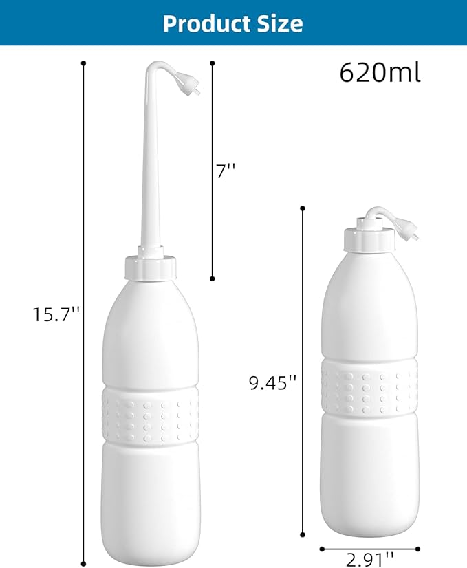 Hibbent Portable Bidet for Travel, Handheld Travel Bidet for Personal Hygiene Care, Personal Cleansing Use, Extended Nozzle, 21.8oz(620ml) , White