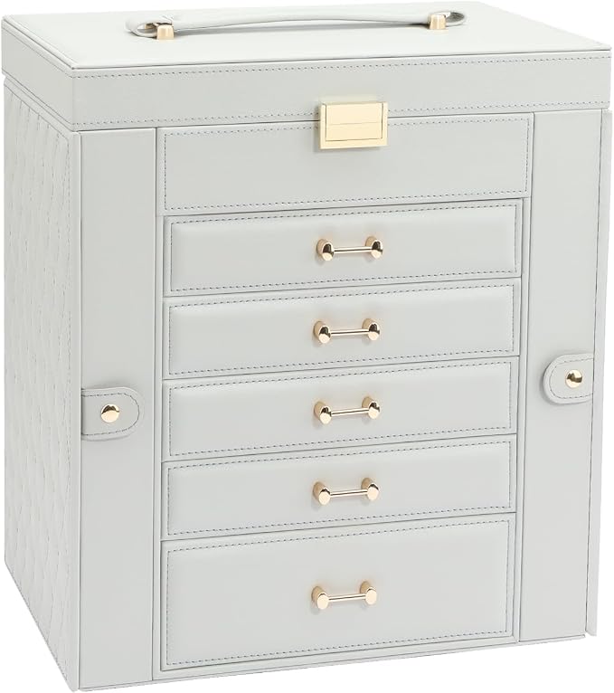 Large Jewelry Box, Jewelry Boxes for Women Large Jewelry Organizers and Storage, Jewelry Organizer for Rings Earrings Necklaces Glasses Bracelets Watches, Grey - Image 7