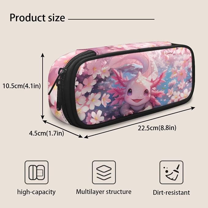 Axolotl School Backpack for Girls Kids Bookbag with Lunch Box and Pencil Pouch Set 3-in-1 Teen Girl Bookbag Back to School Backpack School Shoulder Bag - Image 7