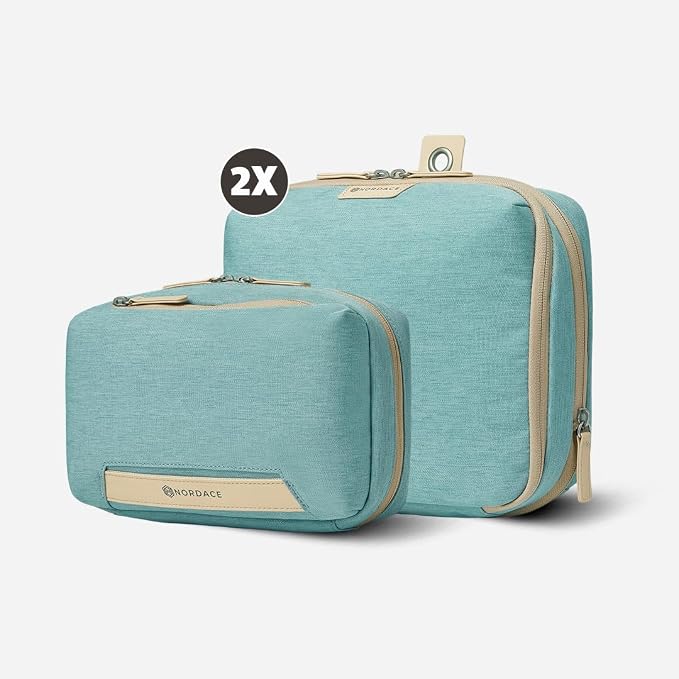 Nordace Travel Packing Organizers Set for Men and Women - 2x Packing Cubes & 1x Wash Pouch - Durable & Water Resistant (Aqua) - Image 2