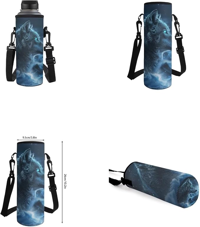 Galaxy Wolf Backpack for Girls Boys Backpack with Lunch Box Water Bottle Pouch and Big Pencil Pouch 4PCS Set Sturdy Bookbag with Front Pocket for School 17 inch Lightweight School Bag for Kids - Image 6