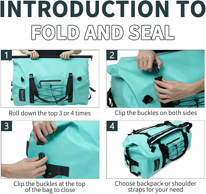 80L Dry Bag Large Waterproof Bag Roll-Top Heavy Duty Fishing Duffel Bag with Durable Straps & Handles for Kayaking Paddle boarding Boating Rafting Fishing - Image 7