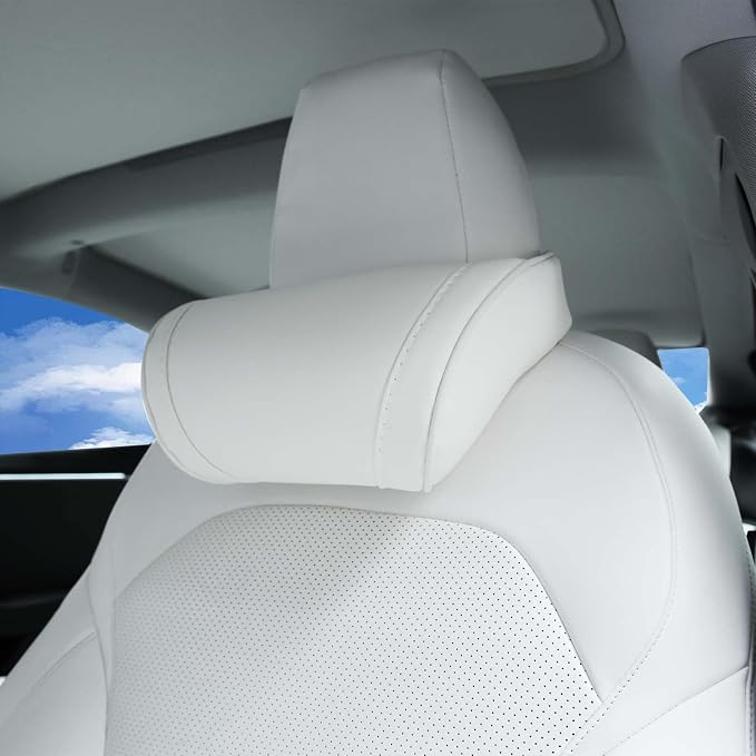 TOPABYTE Memory Foam Car Neck Pillow Seat Headrest for Tesla White, 1 Pack | Travel Head rest Pillow Cushion for Model 3 Model Y Model S Model X Cybertruck Accessories Ergonomic Design Comfortable - Image 9