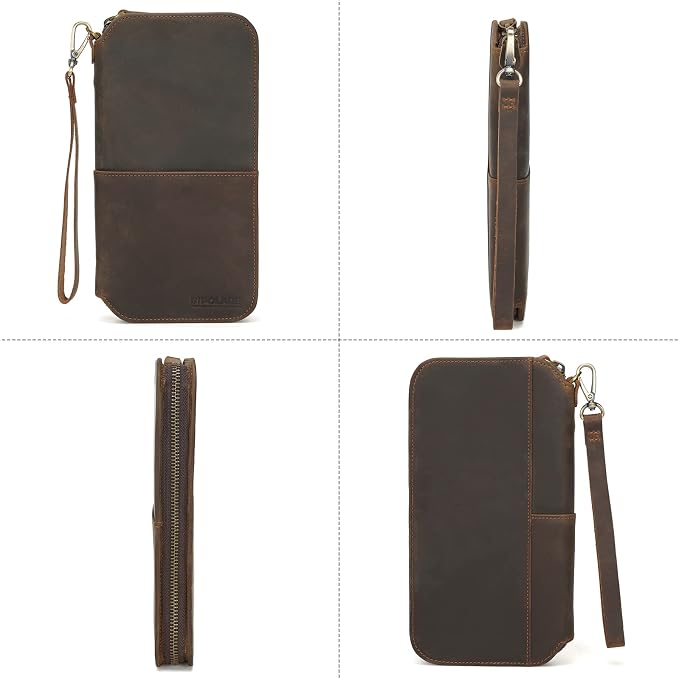 Polare Full Grain Leather Family Passport Holder Travel Wallet and Documents Organizer RFID Blocking Case Fits 6 Passports - Image 9