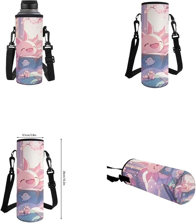 Cute Axolotl Backpack for Girls Kids Backpack with Lunch Box Water Bottle Holder with Strap and Large Pencil Case 4Pcs Set Bookbag with Front Pocket for School 17" Sturdy Elementary School Bag - Image 6