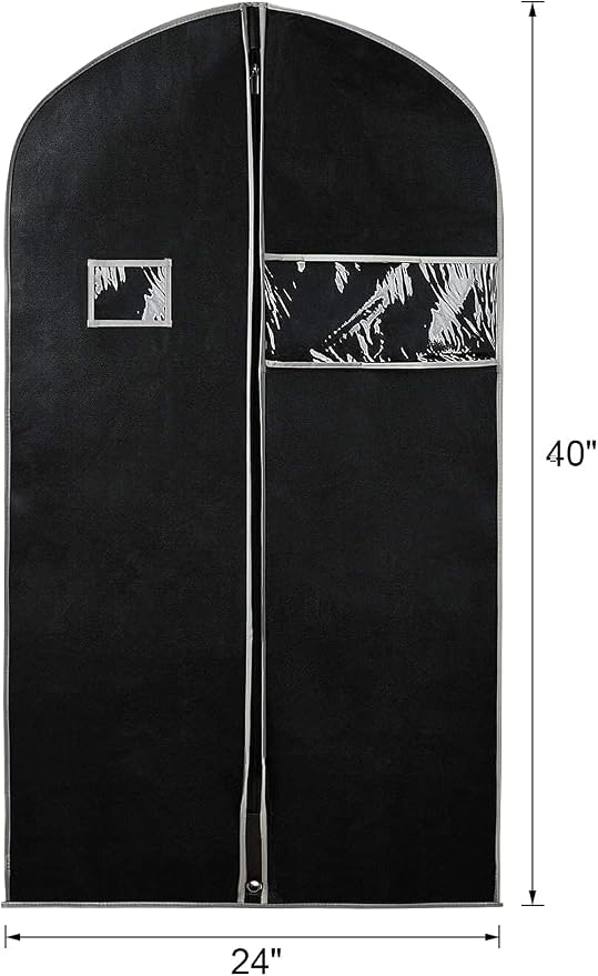 Syeeiex 40"Suit Bag, Set of 16 Garment Bags for Hanging Clothes, Suit Covers Bags for Men or Women, Garment Bags for Storage Suits, Shirts,T-shirts and Jackets on Closet(Black/Grey) - Image 6