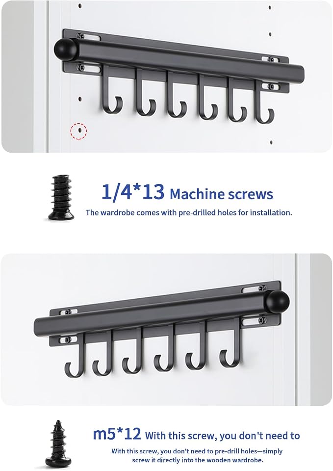 BaiNong Valet Rod for Closets Pull Out 16.5" Black with 6 Hooks (2Pack) | Closet Valet Rod Slide Out for Closets, Laundry Rooms, RVs Space-Saving - Image 9