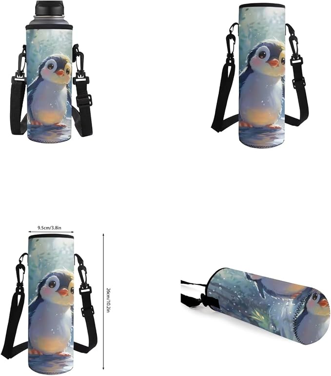 Penguin Backpack for Girls Kids Backpack with Lunch Box Water Bottle Holder with Strap and Kawaii Pencil Case 4PCS Set Cute Bookbag with Front Pocket 17 inch Large Capacity School Bag for Boys - Image 6