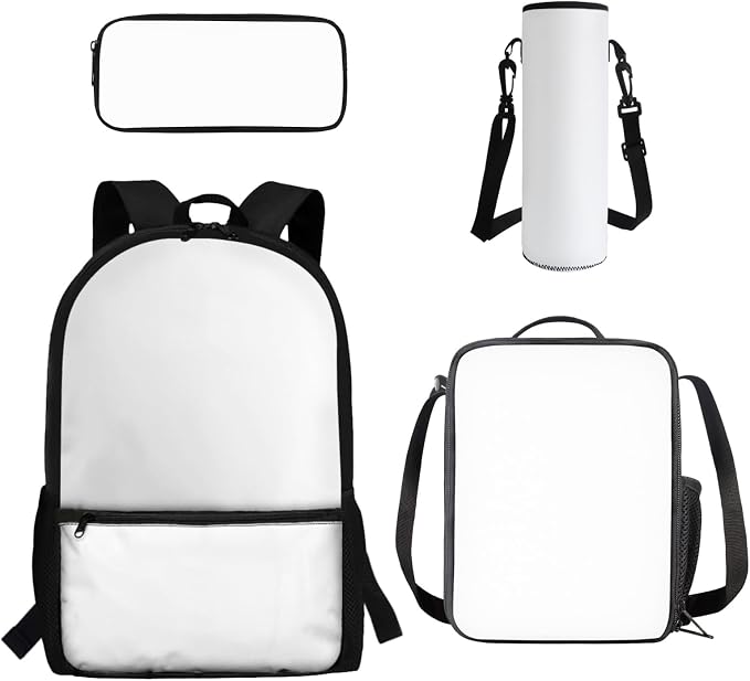 Personalized Backpack with Lunch Box 4 Piece Kids Custom School Bag and Pencil Case and Water Bottle Holder Back to School Accessories 17 Inch Customized Bookbag Add Picture by Dremagia