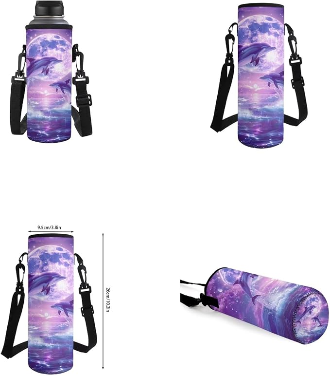 Dolphin Backpack for Girls Kids Backpack with Lunch Box Water Bottle Pouch and Aesthetic Pencil Case 4PCS Set Bookbag with Front Pocket for School Teens 17 inch Large Elementary School Bag - Image 6