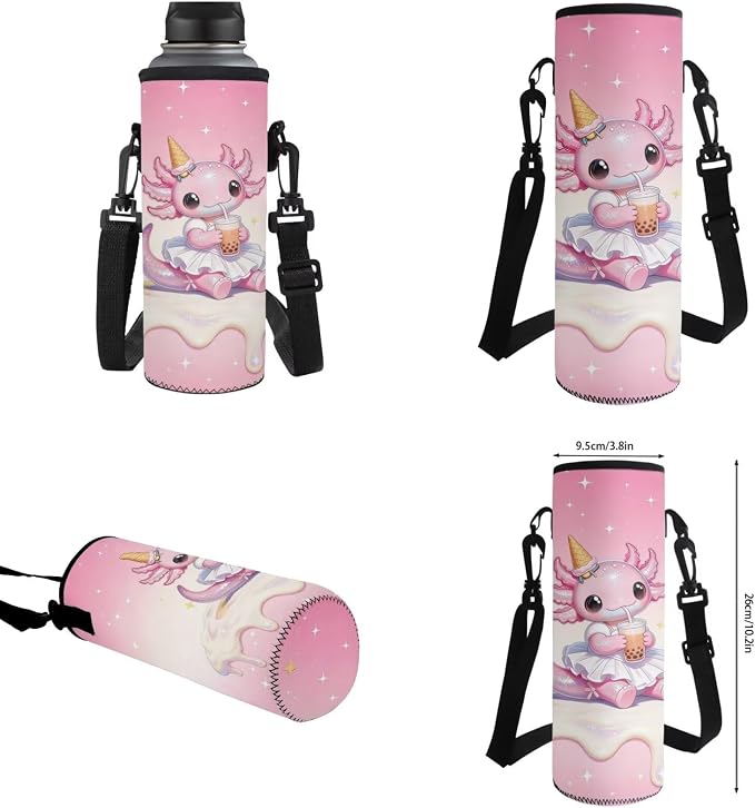Axolotl Back to School Backpack Set for Girls, 17'' 4-Piece Cute Bookbag with Insulated Lunch Bag, Ice Cream Boba Tea Pencil Case, Lightweight School Bag for Kids Age 6-12 - Image 7