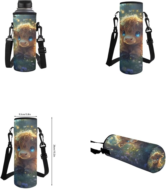 Cute Highland Cow Backpack for Girls Kids Backpack with Lunch Box Water Bottle Carrier and Soft Pencil Case 4PCS Set Cute Bookbag with Front Pocket 17" Large Capacity Elementary School Bag - Image 6