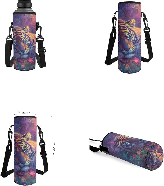 Tiger Backpack for Kids Girls Backpack with Lunch Box Water Bottle Holder with Strap and Soft Pencil Case 4PCS Set Bookbag with Front Pocket 17 inch Large Capacity School Bag with Side Pocket - Image 6