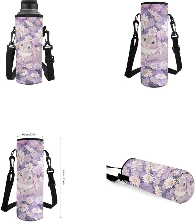 Daisy Bunny Backpack for Girls Kids Backpack with Lunch Box Water Bottle Holder with Strap and Pencil Case 4PCS Set Bookbag with Front Pocket for School Teens 17 inch Lightweight School Bag - Image 6