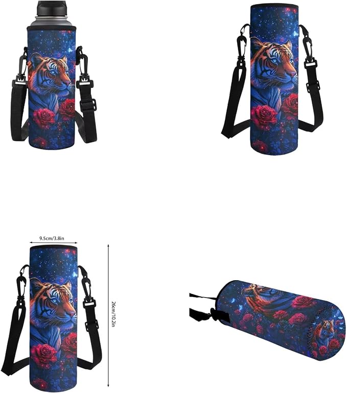 Aesthetic Tiger Backpack for Kids Girls Backpack with Lunch Box Water Bottle Carrier with Strap and Big Pencil Case 4PCS Set 17" Large Bookbag with Front Pocket Sturdy Elementary School Bag - Image 6