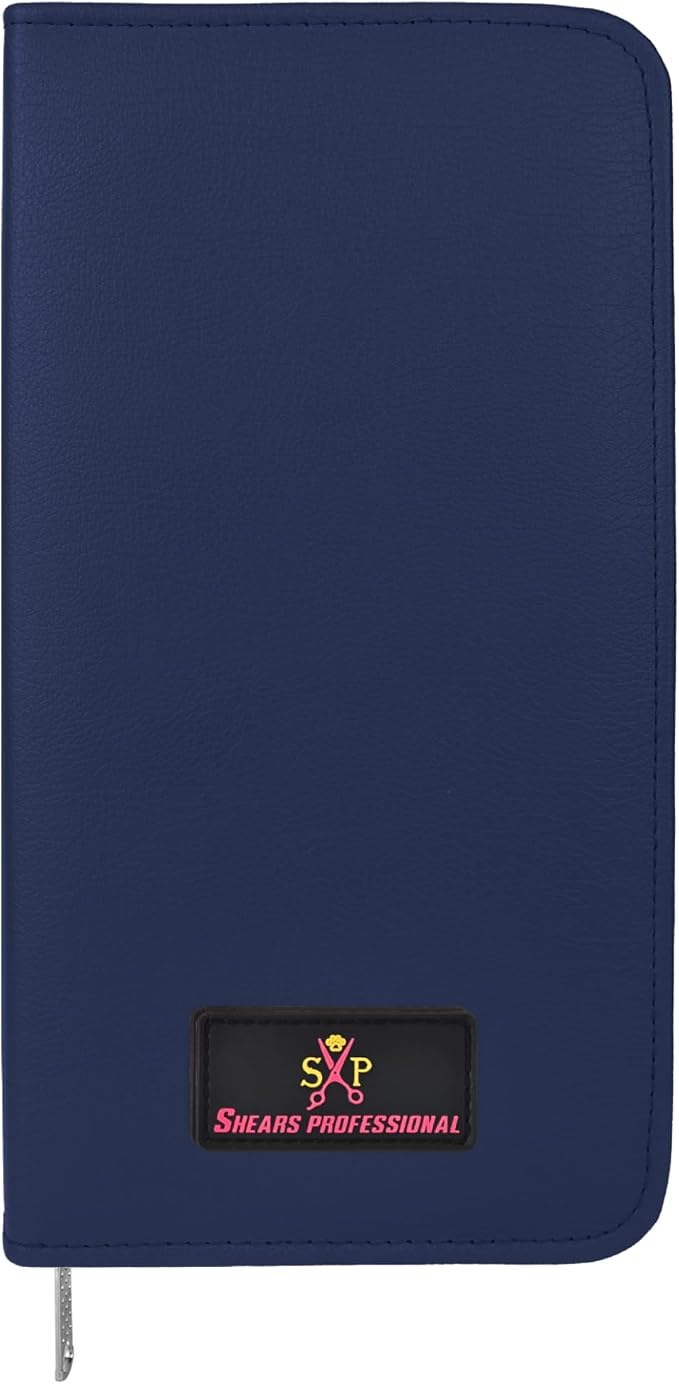Leather 5 Scissor & Shear Storage Case for Hairstylist - Hairdresser -Scissor Holder Perfect for home-saloon use (Navy Blue) by ShearsProfessional