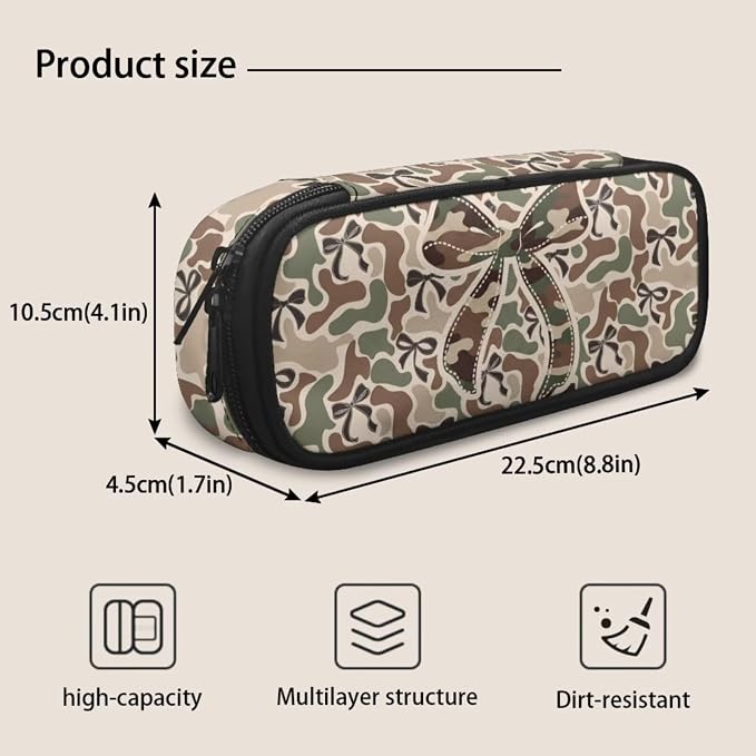 Cute Camo Bow Backpack Set for Girls, 4-Piece Camouflage School Bag and Lunch Box Pencil Case Charm, Trendy Bookbag Gift for Kids Grades K-5 - Image 7