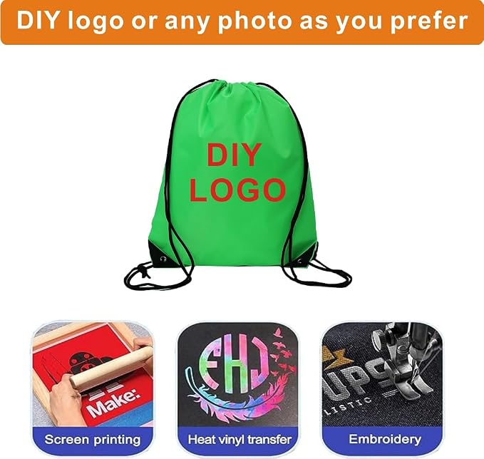 Drawstring Backpack Bulk 50 Packs Draw String Backpack Bags DIY Gym Sports Traveling Trip ride Pedestrianism Yoga Cinch Bag Sackpack Drawstring (green) - Image 6