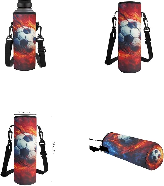 Fire Soccer Backpack for School Boys Backpack with Lunch Box Water Bottle Carrier and Soft Pencil Case 4PCS Set Bookbag with Front Pocket 17 inch Lightweight Elementary School Bag for Kids - Image 6