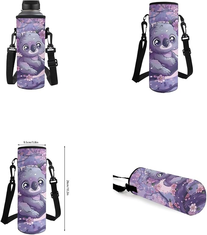 Cherry Blossom Koala Backpack for Girls Kids Backpack with Lunch Box Water Bottle Holder with Strap and Aesthetic Pencil Case 4PCS Set Cute Bookbag with Front Pocket 17 inch Kawaii School Bag - Image 6