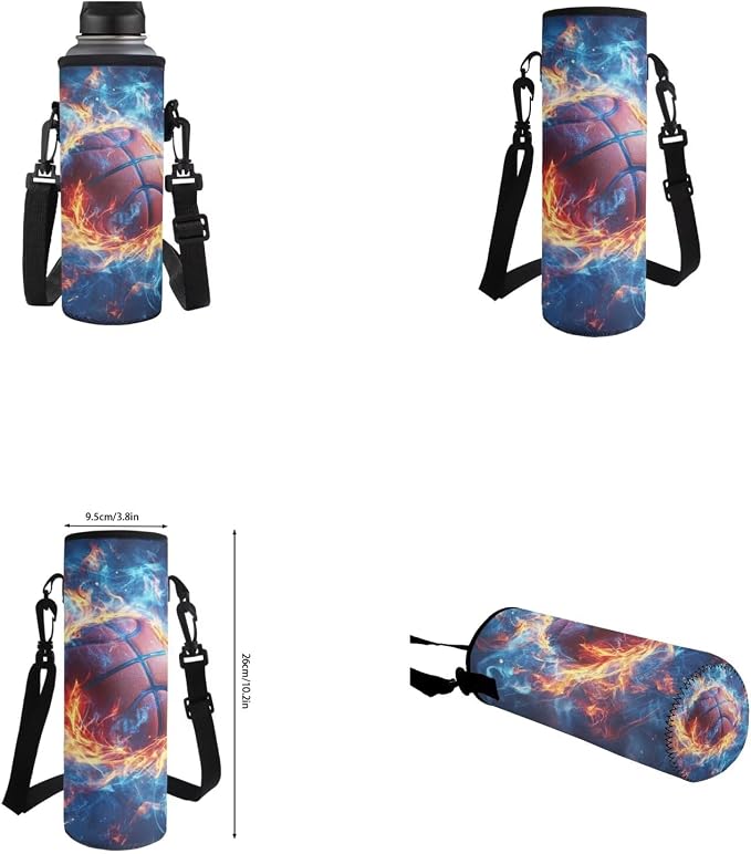 Fire Basketball Backpack for School Boys Backpack with Lunch Box Water Bottle Holder and Big Pencil Case 4PCS Bookbag with Front Pocket 17 inch Lightweight School Bag with Side Pocket for Kids - Image 6